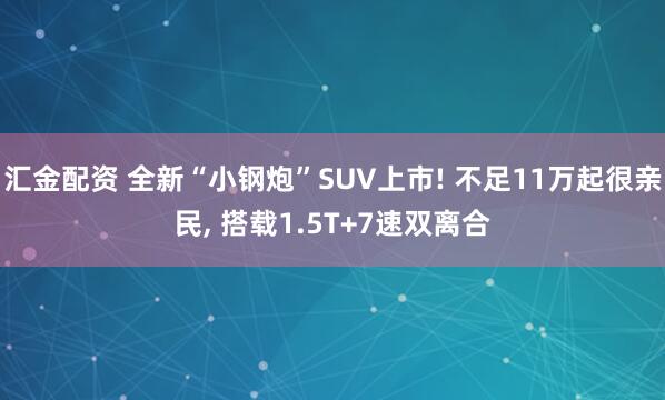 汇金配资 全新“小钢炮”SUV上市! 不足11万起很亲民, 搭载1.5T+7速双离合